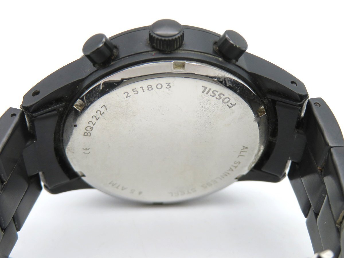 1円◆稼働◆ フォッシル BQ2227 ブラック クオーツ メンズ 腕時計 N06504_画像6