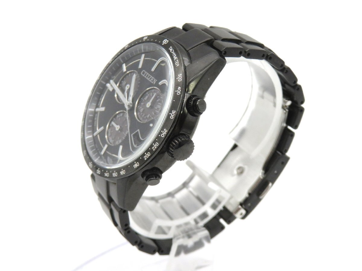 1円◆稼働◆ シチズン E820-S096090 黒 ソーラー メンズ 腕時計 N10601_画像3