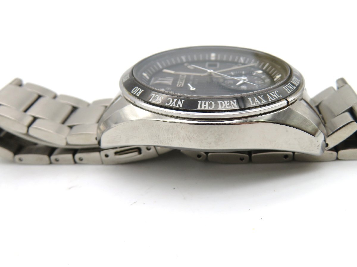 1円■ジャンク■ セイコー 8E54-0AW0 ブラック ソーラー メンズ 腕時計 N18203_画像3