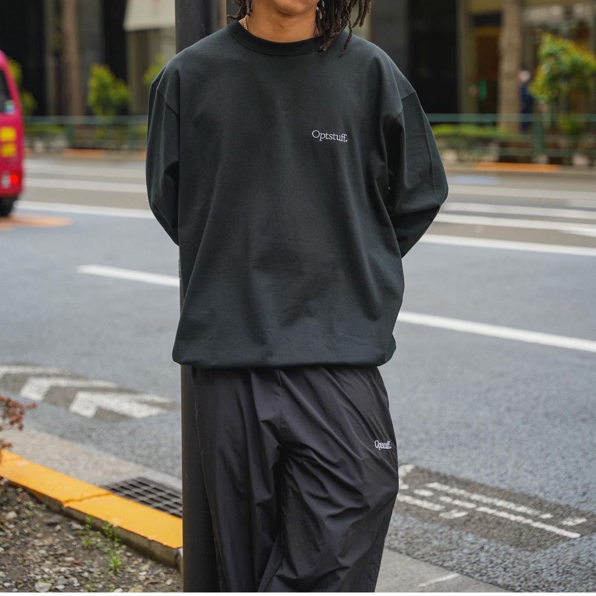 ☆新品未使用☆ タグ付き OPTSTUFF DREWSTRING LONG SLEEVE T-SHIRT Black XLサイズ