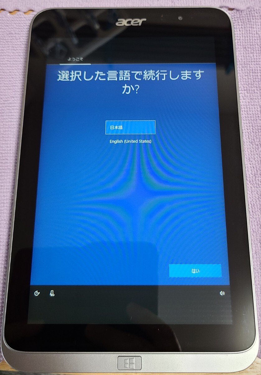 acer ICONIA W4-820 model NO EE6　タブレット　 Windows10更新　美品　本体のみ_画像2