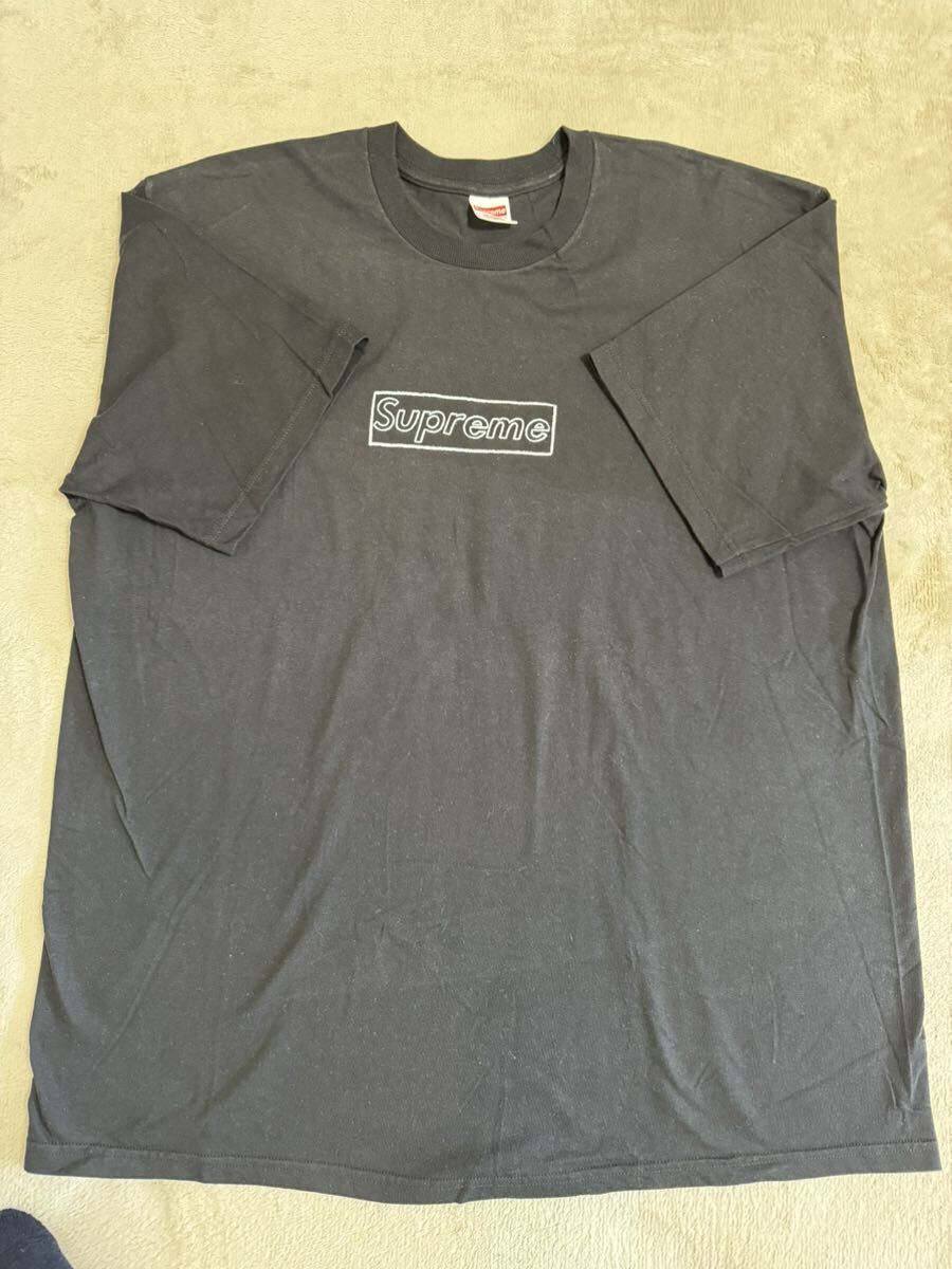 【★1円スタート★】正規品 美品 SS21 Supreme KAWS chalk Logo Tee シュプリーム ボックス ロゴ Black XL_画像1