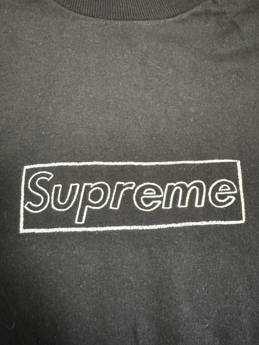 【★1円スタート★】正規品 美品 SS21 Supreme KAWS chalk Logo Tee シュプリーム ボックス ロゴ Black XL_画像2