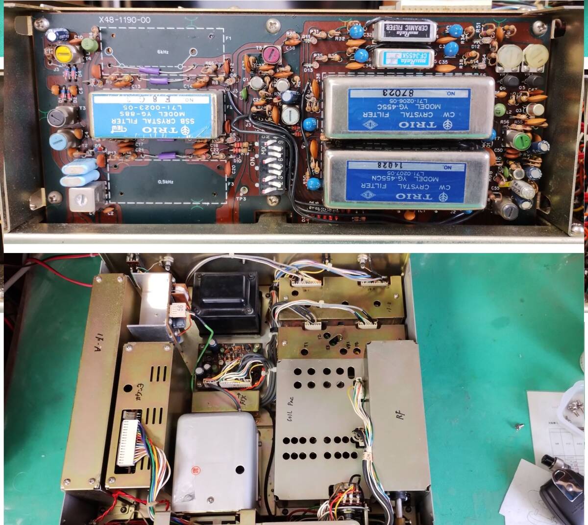 美品　TRIO R-820　高級受信機　1.8～29.99MHｚ、CWフィルタ２本（250Hz/500Hz）付　レストア（清掃、整備、調整済み）機、動作確認済　　_オプションフィルタ２本装着済み