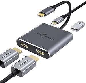 USB C HDMI 変換アダプター,デュアル HDMI,4-in-1Type C to HDMI アダプタ,【4K対応2つのHD_画像1