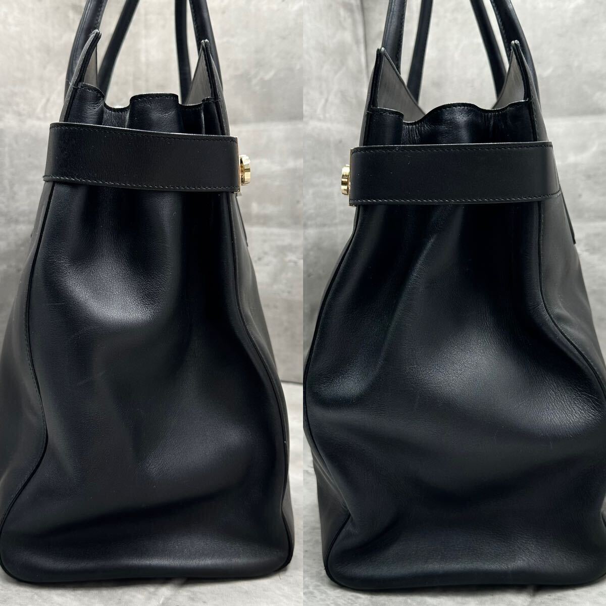 1 jpy #A4*/ high capacity # Salvatore Ferragamo Salvatore Ferragamo men's gun chi-ni business bag tote bag leather original leather shoulder .. black 