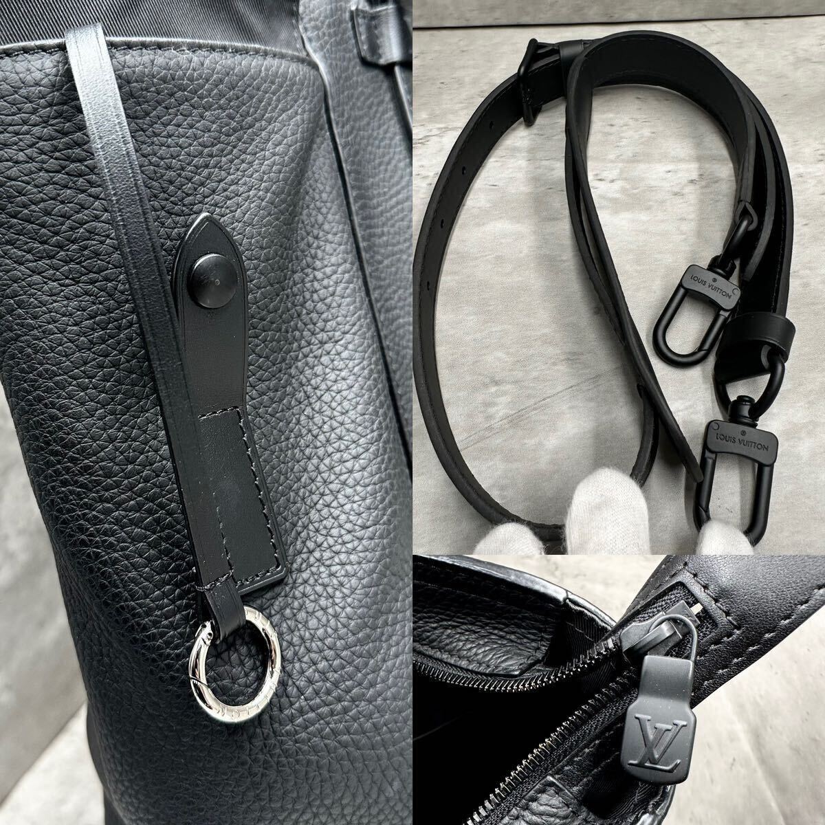 1円■美品/ICチップ搭載■ ルイヴィトン LOUIS VUITTON メンズ クリストファー トート 2way トートバッグ M58479 トリヨンレザー 現行 黒_画像9