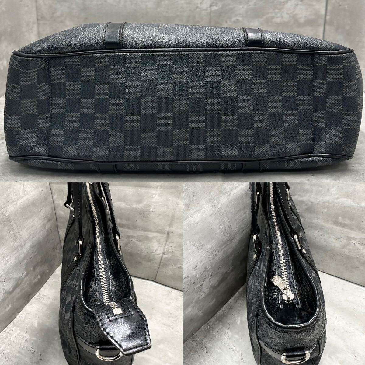 1円■最高級■ ルイヴィトン LOUIS VUITTON メンズ タダオPM ダミエ グラフィット トートバッグ ビジネス A4◎ 大容量 本革 レザー N41259_画像6