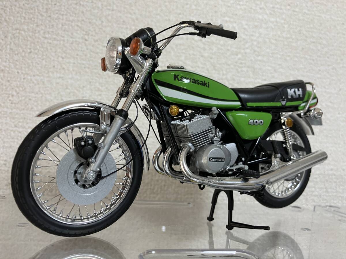 1/12スケールカワサキKH400プラモデル完成品(スポークは細い物に 1/12スケールカワサキKH400プラモデル完成品(スポークは細い物に