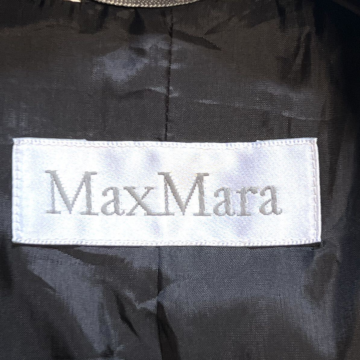 最高級ライン MaxMara マックスマーラ テーラードジャケット リネン シルク 黒 ブラック 白タグ 40 L 大きいサイズ 2ボタン 麻 絹 シングル_画像9