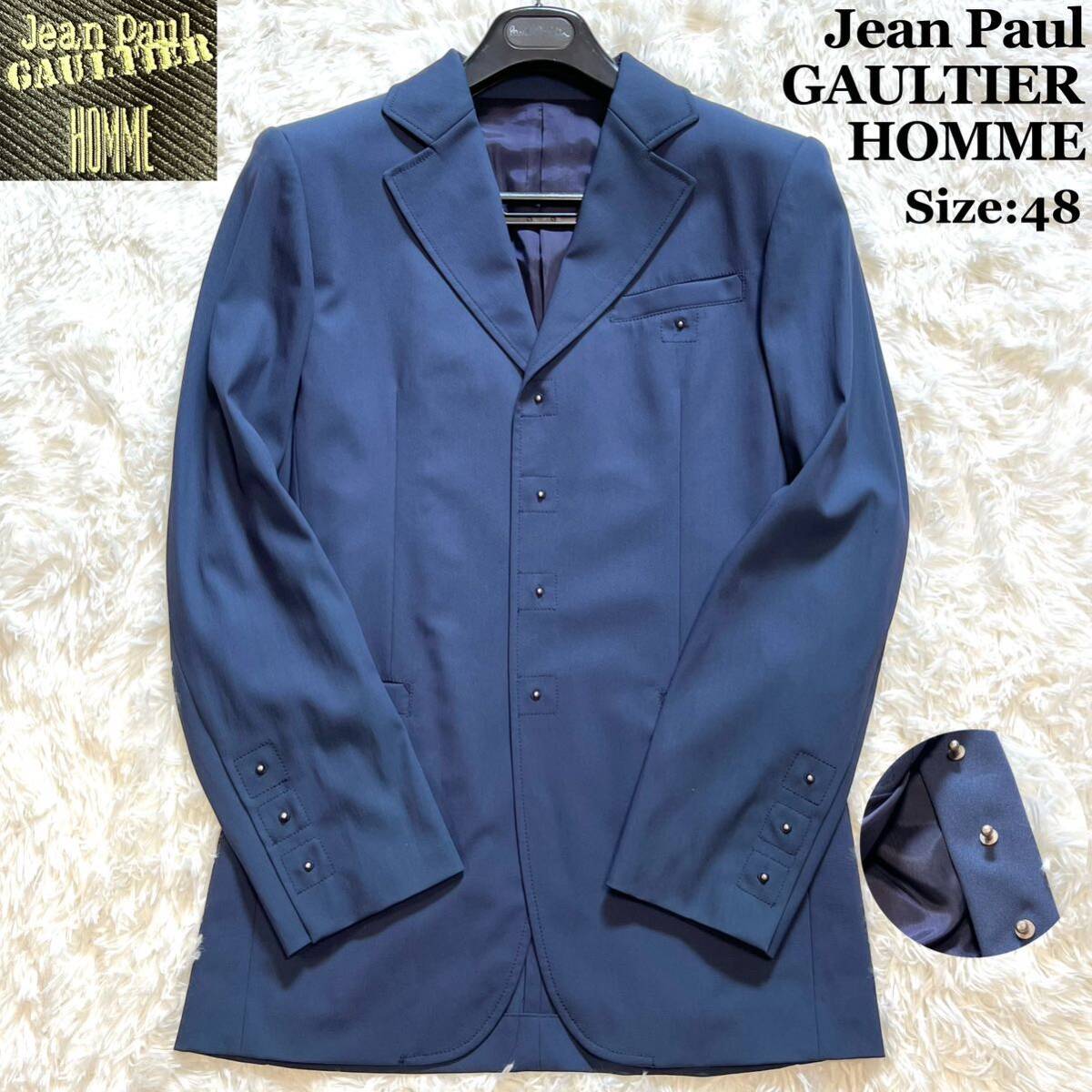  супер редкий Jean Paul Gaultier HOMME Jean-Paul Gaultier tailored jacket 48 темно-синий голубой архив шар насекомое L-XL одиночный мужской 