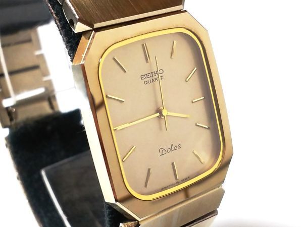 【Ks7☆】SEIKO/セイコー◇DOLCE/ドルチェ/7731-5200/SAAP764◇1986年製♂3針QZ/超硬SSケース/ブロンズ_風防は無傷です。