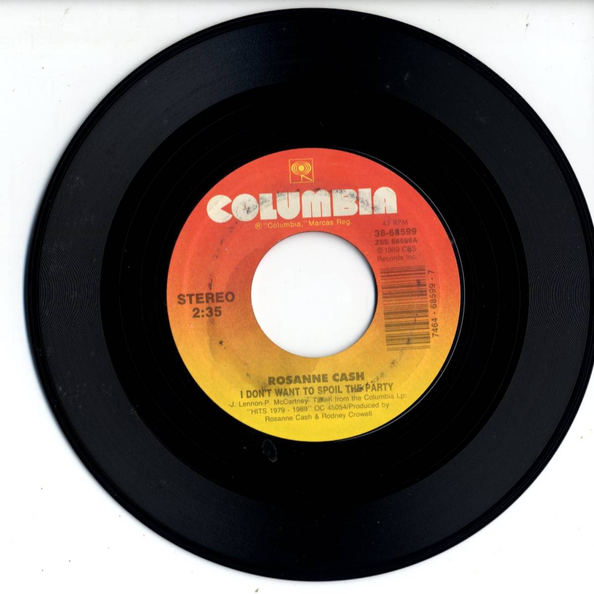 Rosanne Cash 「I Don't Want To Spoil The Party/ Look What Our Love Is Coming To」 米国COLUMBIA盤EPレコード　[Beatles関連]_画像1