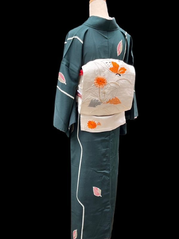 * Sakura *. кимоно ** античный! шелковый креп!*a-ru декоративный элемент!** Taisho роман Showa Retro модный надеты 