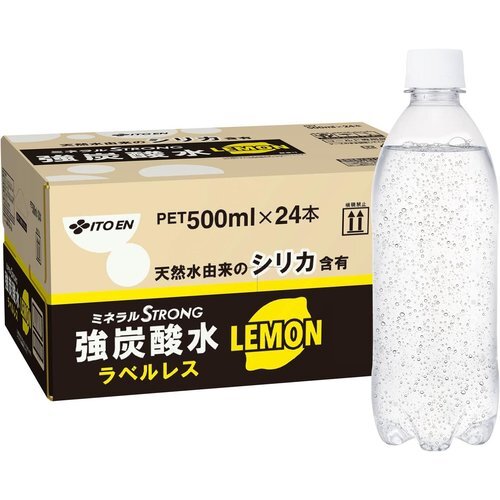 ミネラルストロング シリカ含有 レモン 500ml×24本 強炭酸水 ラベルレス 伊藤園 3_画像1