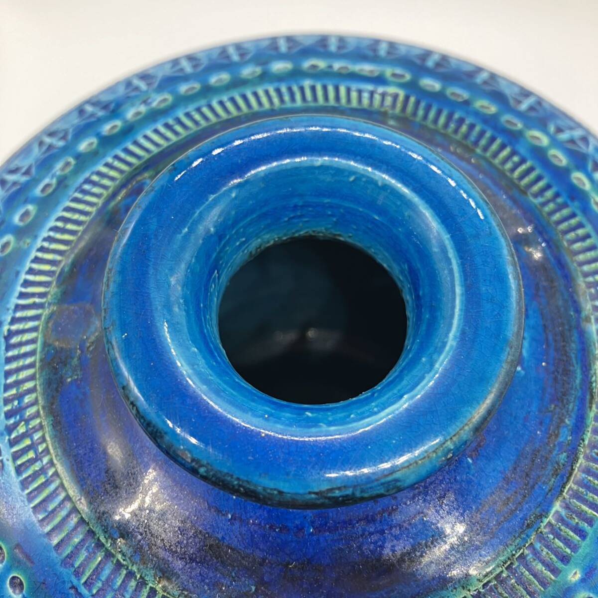 1 иен ~ 4F FLAVIA MONTELUPO ITALY кувшин "hu" керамика ваза для цветов ваза цветок входить fla Via Италия производства limi ni голубой интерьер синий диаметр примерно 23cm высота примерно 24cm