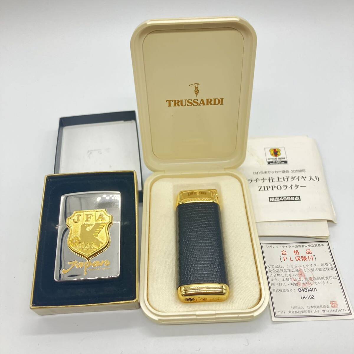 1円〜 4☆ 【限定品】 ZIPPO TRUSSARDI ガスライター オイルライター 956/4999 PAT.1722008 着火未確認 喫煙具 ジッポ JFA トラサルディー_画像1