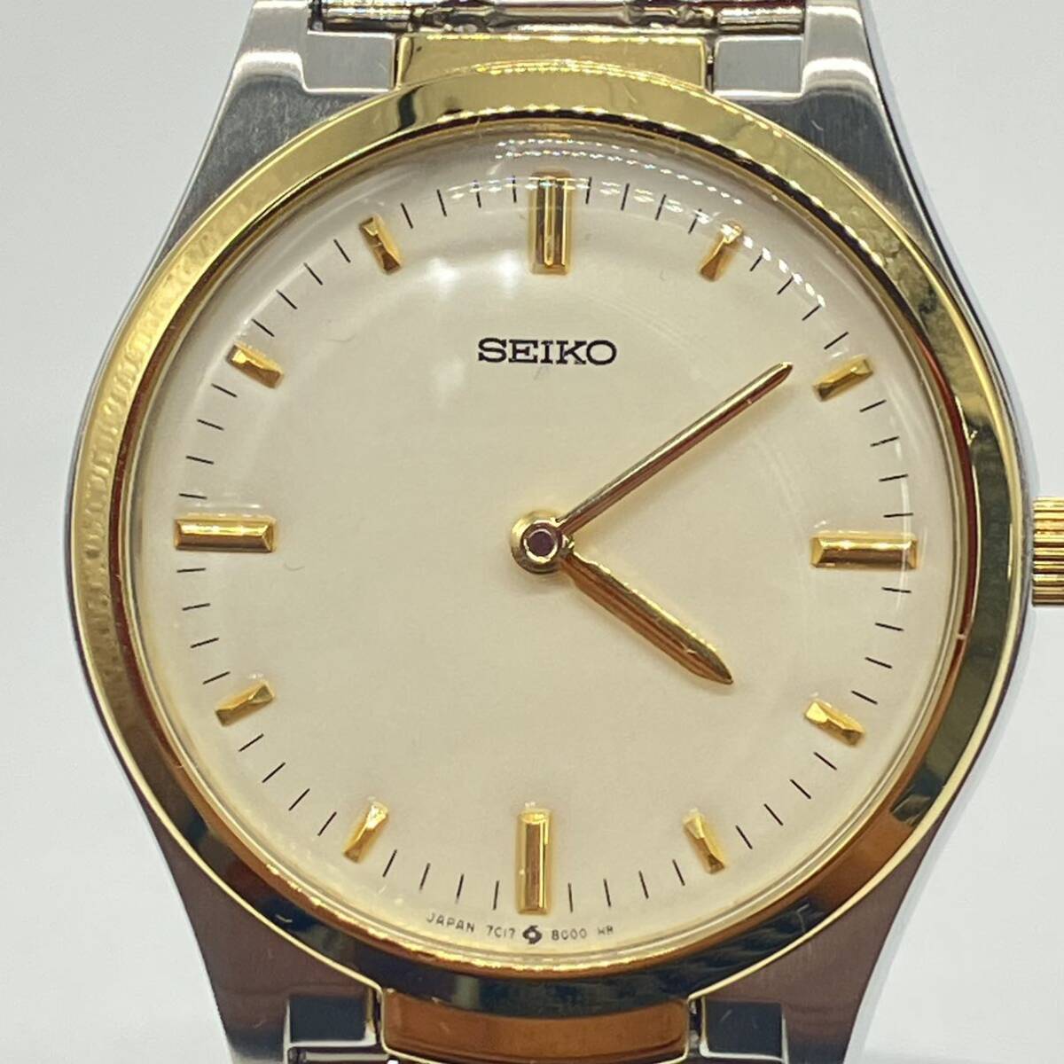 1円〜 4☆ SEIKO 腕時計 481057 7C17-8000 クォーツ QUARTZ腕時計 動作未確認 箱付 セイコー ステンレススティール メンズ ブランド _画像3