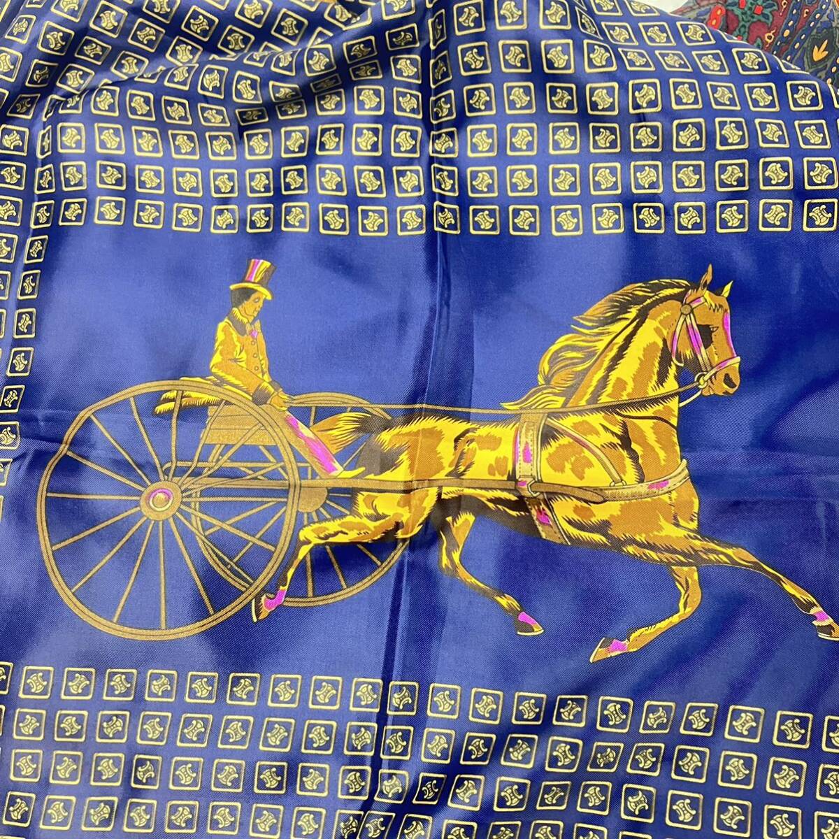 1 jpy ~ 4F PHILIPPE MODEL Sophisticato LANCEL scarf large size silk 100% brand summarize horse car butterfly sofi stay Kate length some 88× width some 84cm