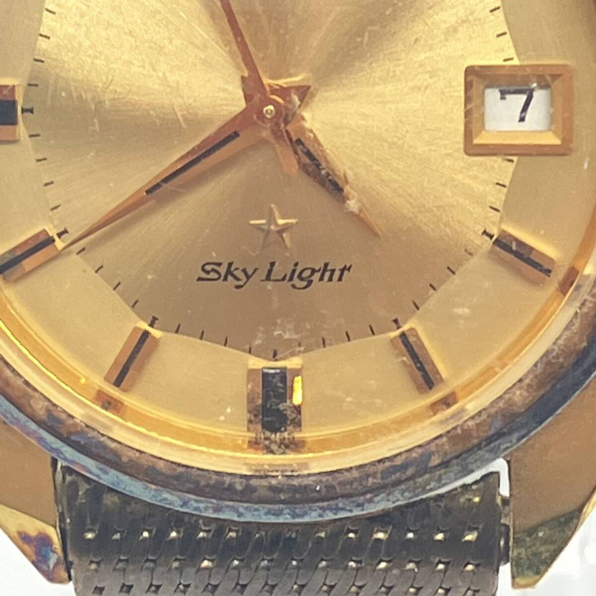 1円〜 4M TECHNOS SKY LIGHT 腕時計 テクノス スカイライト N3F0979 自動巻き AUTOMATIC腕時計 動作確認済み ゴールドカラー デイト _画像4