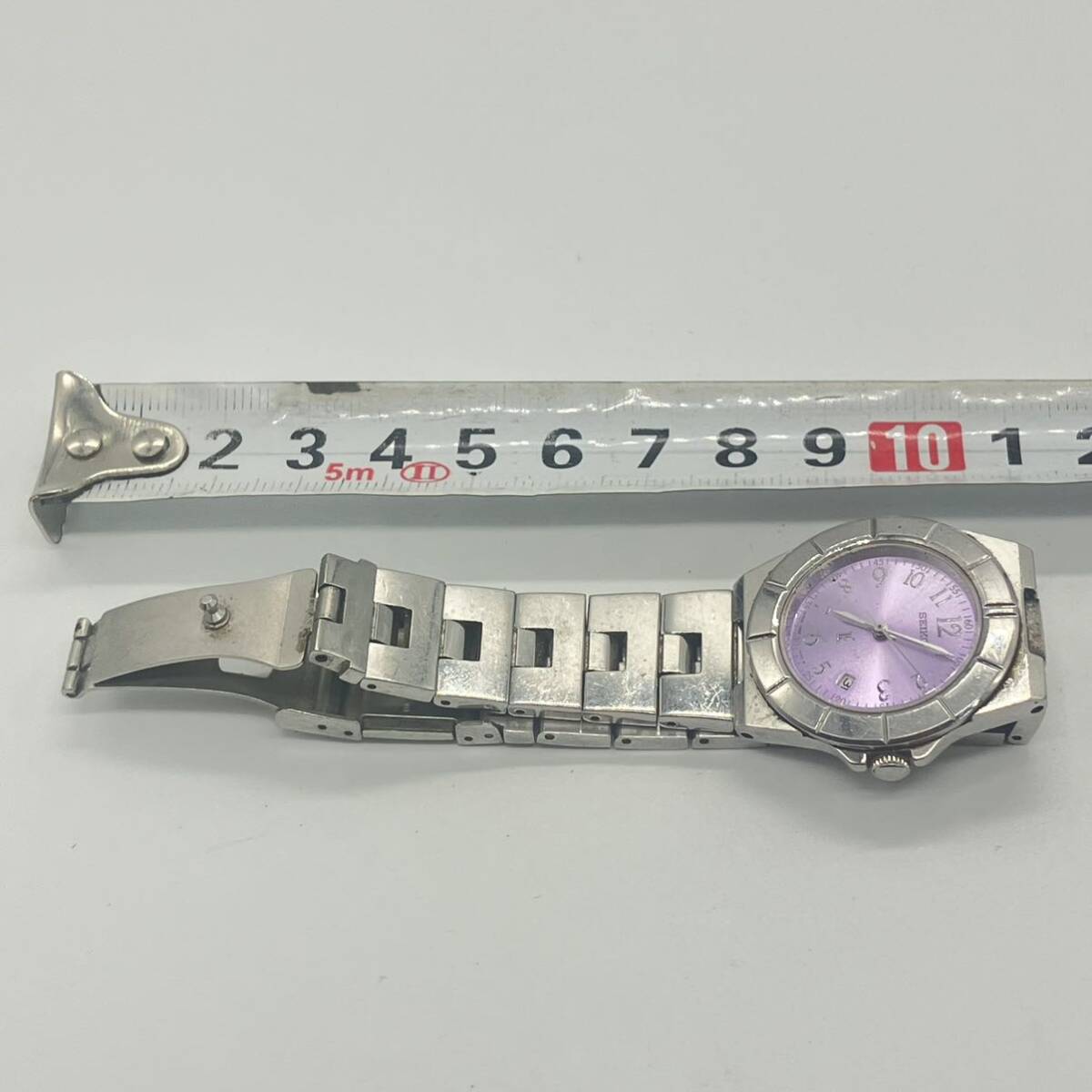 1円〜 4M SEIKO LK腕時計 セイコー ルキア 7N62-0620 915906 クオーツ QUARTZ腕時計 動作未確認 パープル文字盤 レディース デイト _画像10