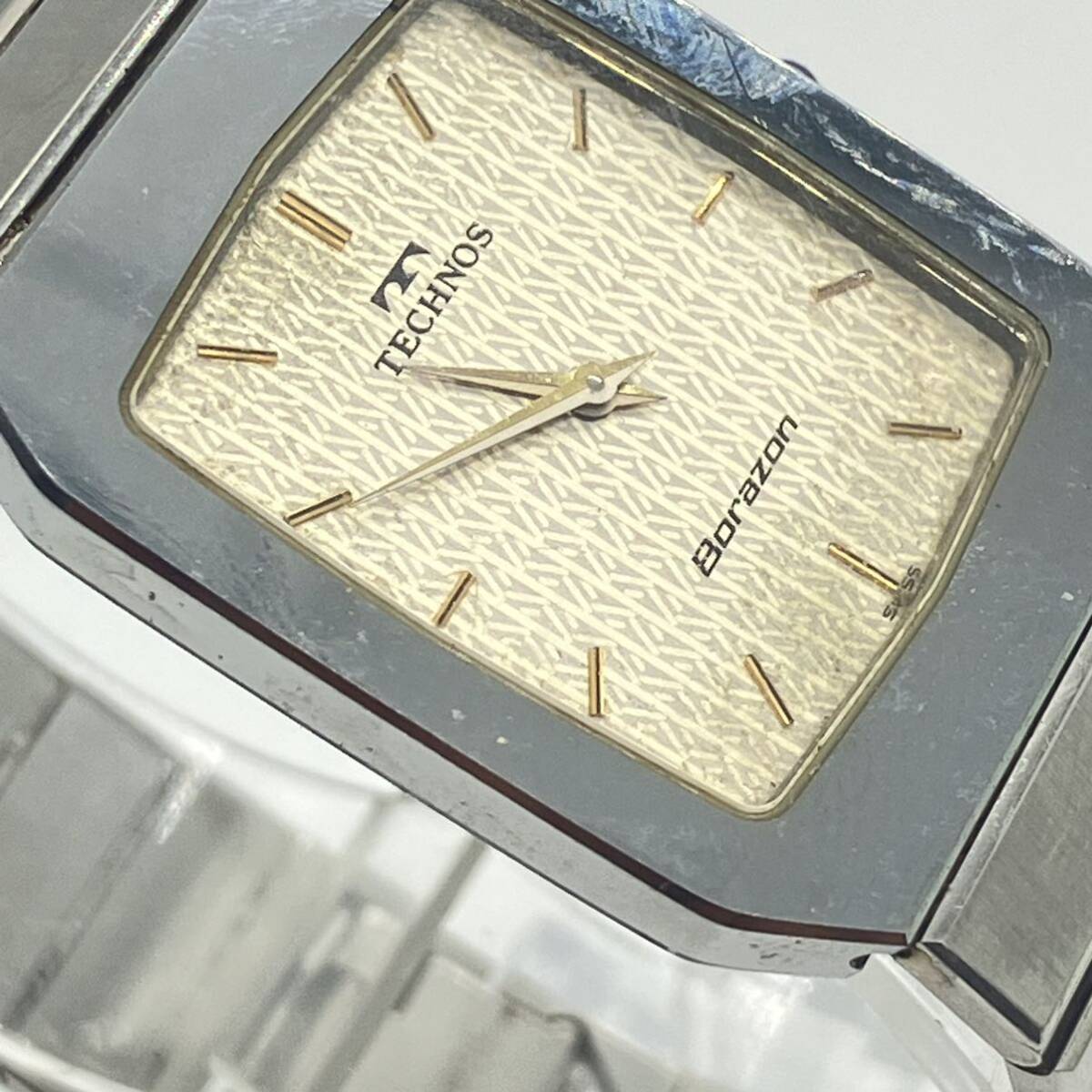1円〜 4M TECHNOS Borazon 腕時計 テクノス 14109 S440378 クオーツ QUARTZ腕時計 動作未確認 ブランド スクエア シルバーベルト _画像6