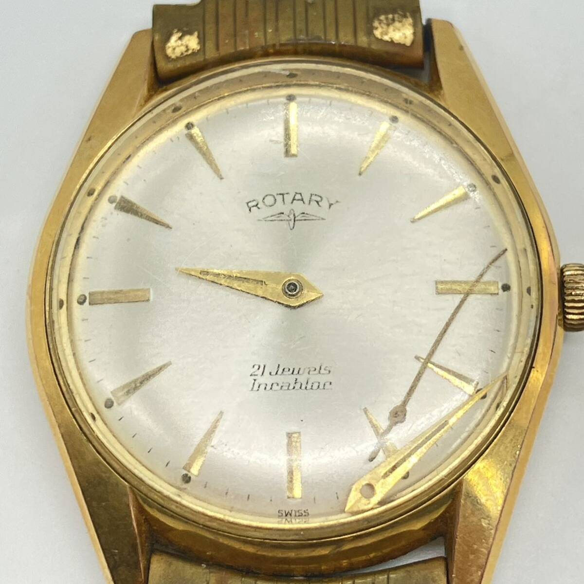 1円〜 4M ROTARY 腕時計 クオーツ 822015 スイス製 手巻き腕時計 動作未確認 ステンレススティールバック ブランド 21石 針外れあり_画像2