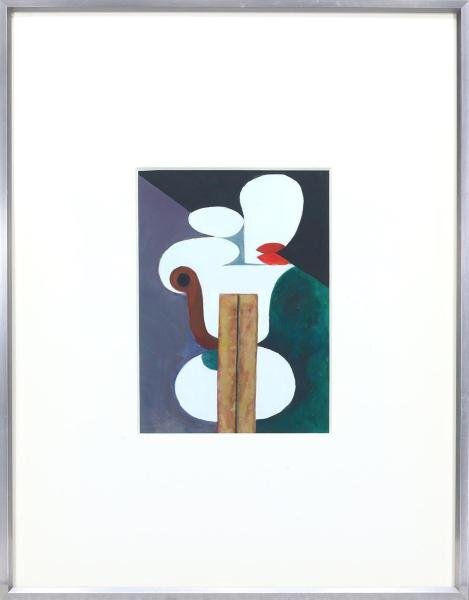 【真作】【WISH】高松健太郎「奇妙なもの」紙に油彩 1980年作 形の遊戯 色彩の対話  〇国画会員 千葉県立美術館蔵 抽象画家 #24043441の画像2