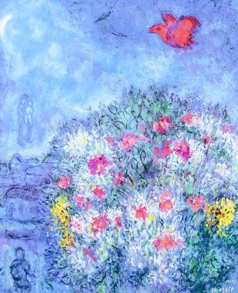 [WISH] марок * автомобиль девушка Marc Chagall[ красный птица ] прикладное искусство . примерно 15 номер Daisaku 020 век Франция . Takumi love. художник цвет. ...#24043874