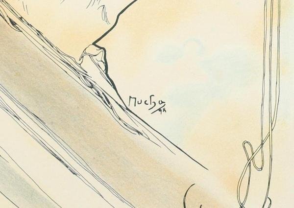 【真作】【WISH】ミュシャ Alphonse Mucha「ダンス」リトグラフ 約10号   〇アール・ヌーヴォー旗手 華麗美人画 #24043014の画像6