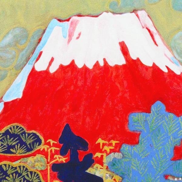 [ genuine work ][WISH] one-side hill lamp .[.... red Fuji ] lithograph 8 number certificate attaching * Fuji popular work 0 culture order culture .. person #24043479