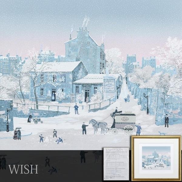 【真作】【WISH】ミッシェル・ドラクロワ Michel Delacroix「GRAND LAPIN AGILE SOUS LA NEIGE」リトグラフ 約10号 1991年作 #24043888_画像1