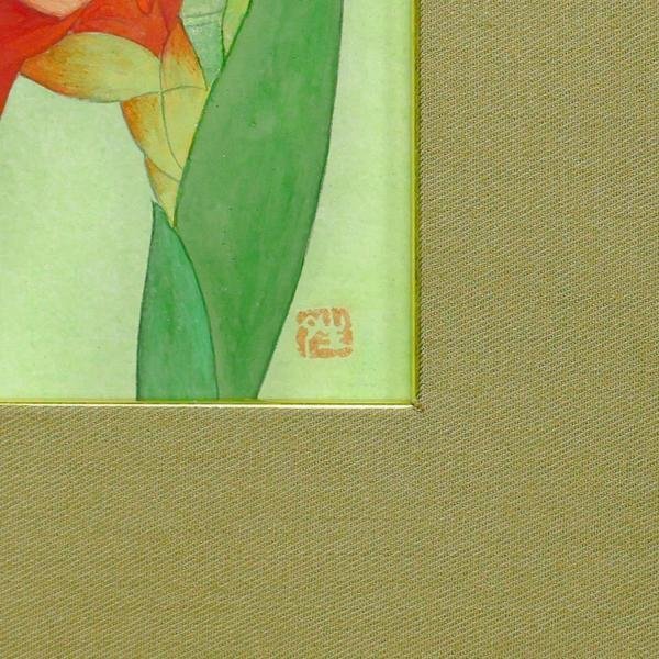 【真作】【WISH】森田晴樹「カンナ」日本画 共シール #24043910_画像5