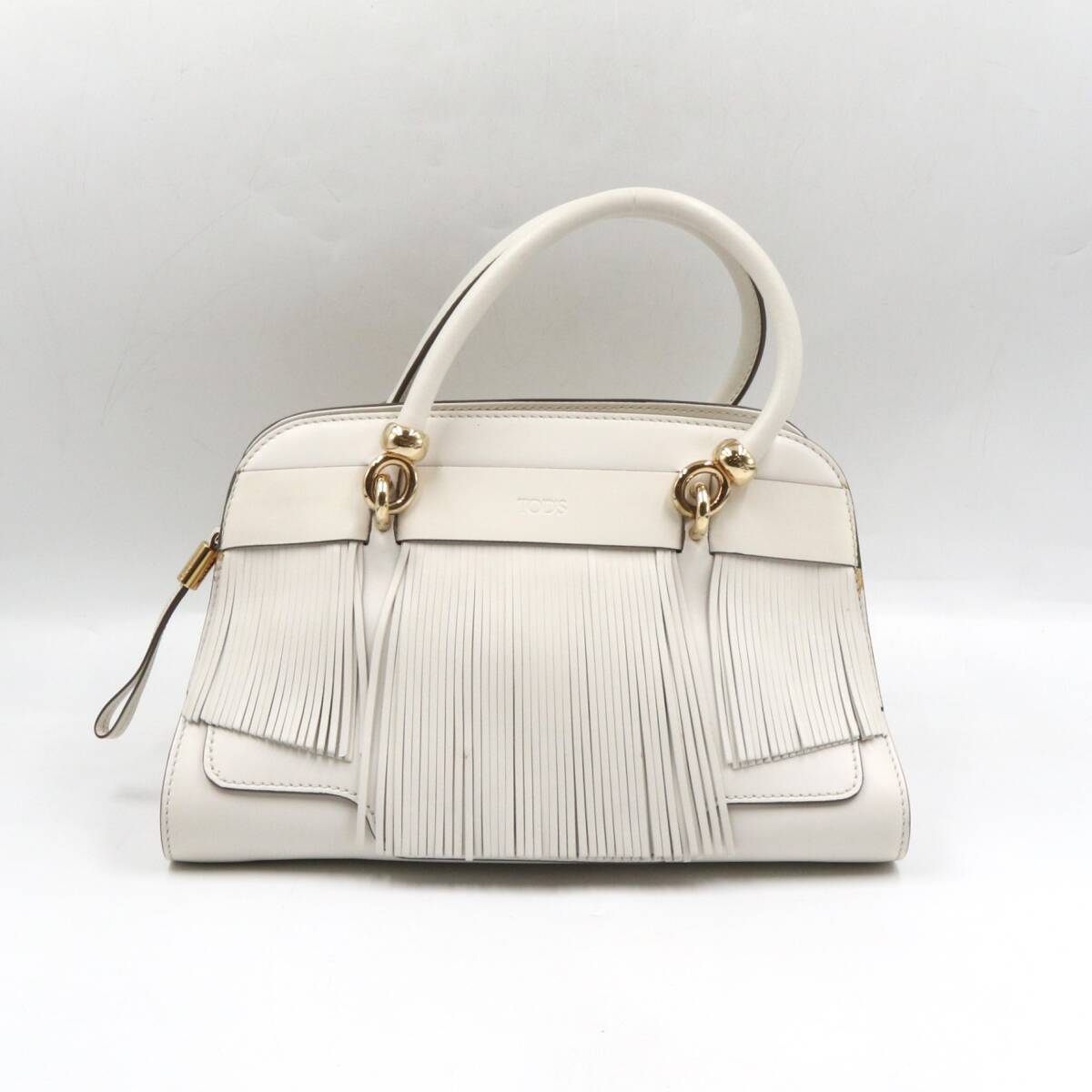 *TOD\'S Tod's leather fringe 2WAY handbag shoulder bag in stock bag diagonal .. bag white group 