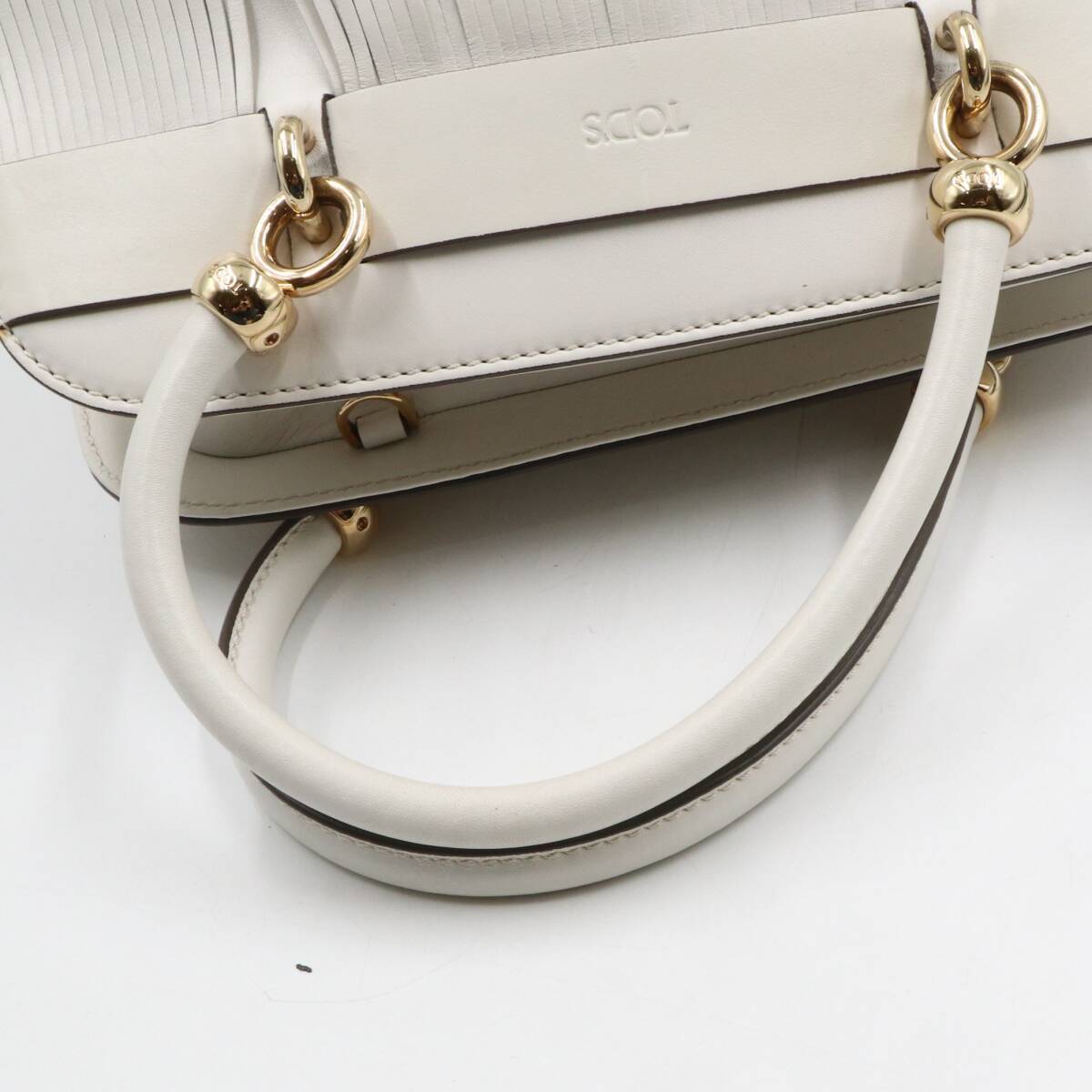 *TOD\'S Tod's leather fringe 2WAY handbag shoulder bag in stock bag diagonal .. bag white group 