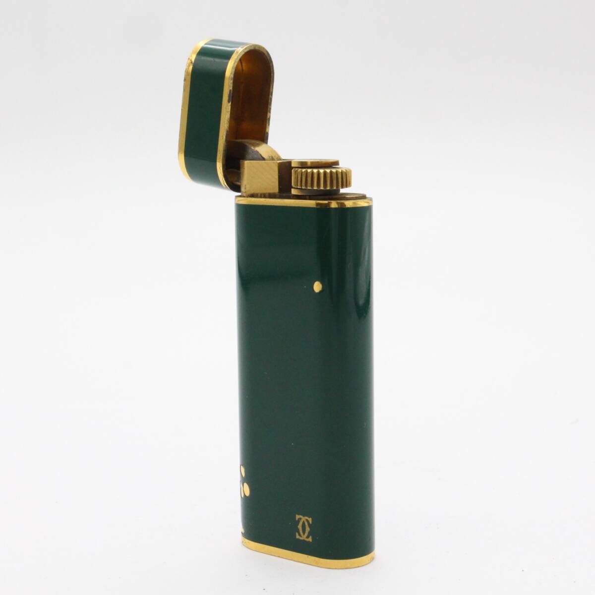 【Cartier カルティエ】 ガスライター グリーン×ゴールド 喫煙具 着火未確認 ブランド小物_画像7