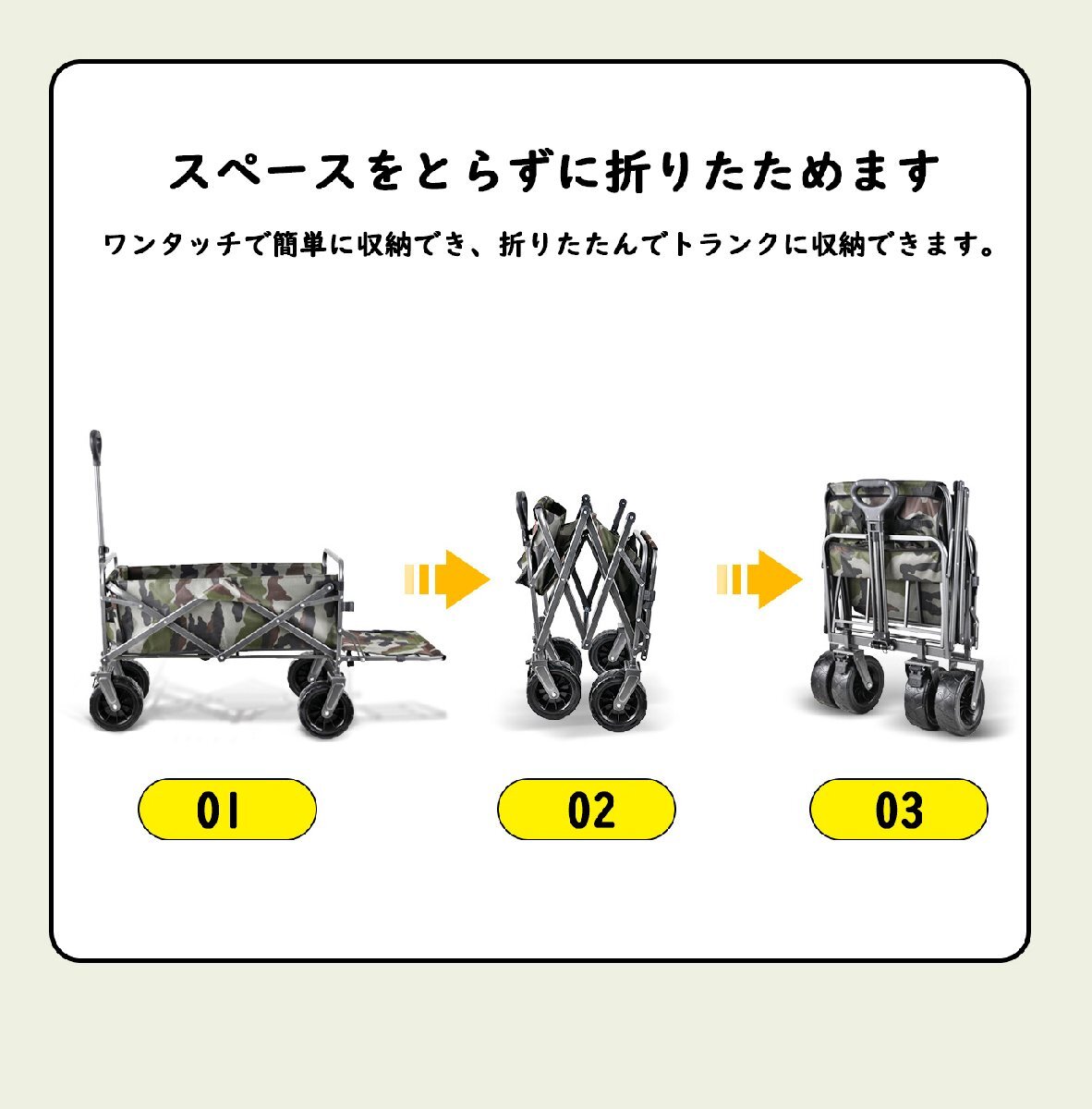 アウトドアワゴン 折りたたみキャリーカート 屋根付き マルチキャリー 大容量 軽量 頑丈 持ち運び便利 台車 キャンプ用 711_画像7