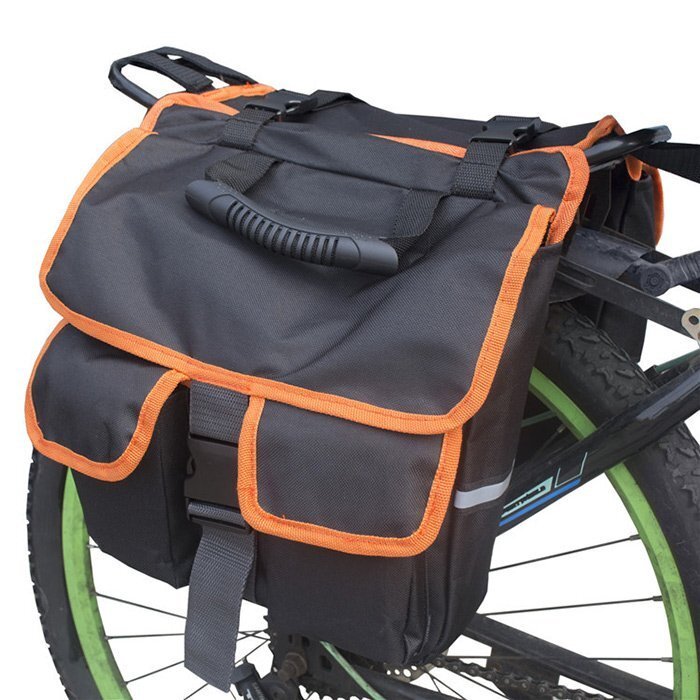 3in1 サイドバッグ 自転車用 リアバッグ ショルダーバッグ 反射テープ 大容量 防水 通勤 キャンプ 旅行 アウトドア （オレンジ）408_画像1