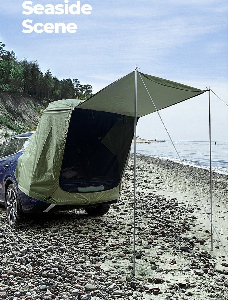  sleeping area in the vehicle car connection tent trunk tent camp UV cut waterproof enduring manner easy installation camp outdoor green 205gr