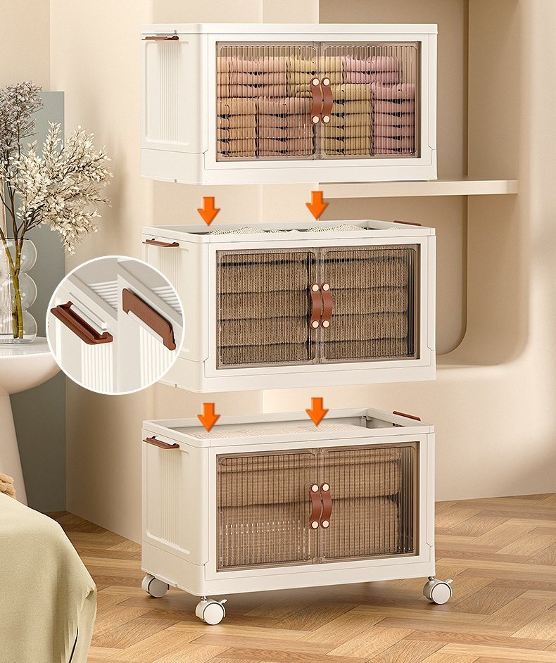  storage case storage shelves folding front opening with casters . door attaching storage storage box folding storage furniture rack 5 -step 49*32*140cm 688