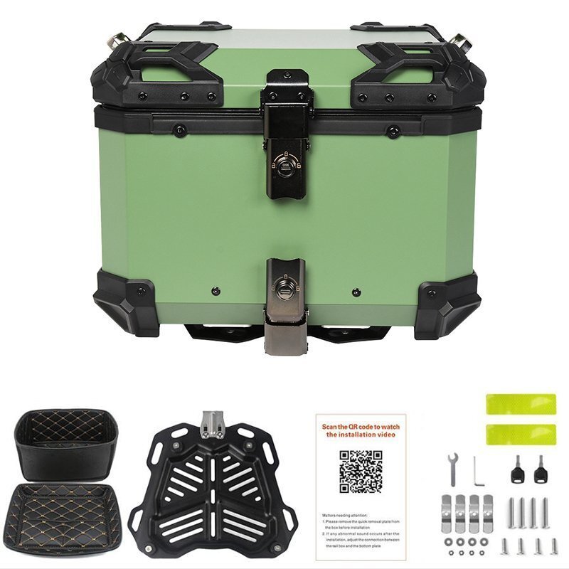  rear box high capacity 45L mono key case for motorcycle top case installation metal fittings attaching steering wheel attaching for motorcycle storage case waterproof key 2 ps green 384