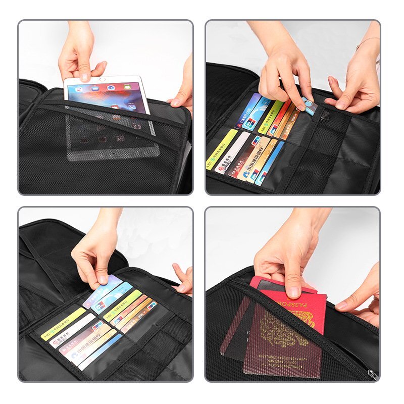  storage pouch bag waterproof fireproof handbag password lock attaching multi case many layer storage valuable goods inserting receipt passport ticket travel safety 531