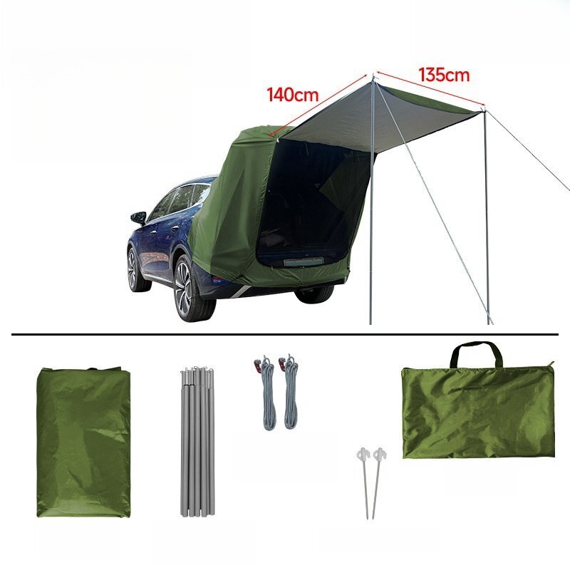  sleeping area in the vehicle car connection tent trunk tent camp UV cut waterproof enduring manner easy installation camp outdoor green 205gr