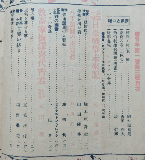 大正9年「 新青年 1巻3号 」博文館発行 / 日米戦争未来記_画像2