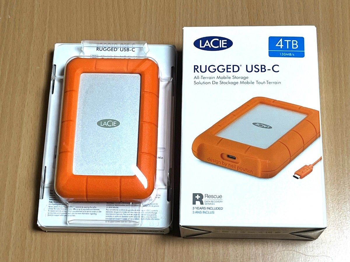 LaCie　Rugged　USB-C　4TB　ポータブル外付けハードディスク　2EUAPA