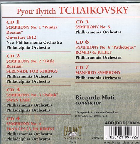 チャイコフスキー：交響曲全集/ムーティ指揮（７CD)の画像2