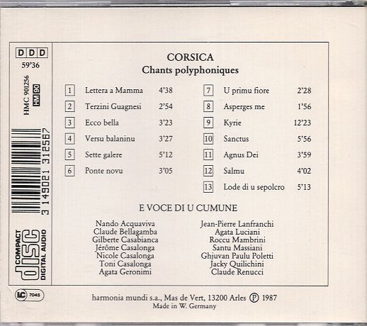 Polyphonic Chants Of Corsica'. E Voce Di U Cumune Ensemble_画像2
