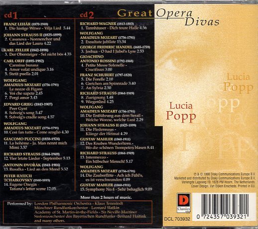 Great Opera Divas Lucia Popp (2CD)_画像2