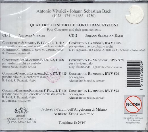 ヴィヴァルディの４つの協奏曲とバッハによる編曲版(2CD)_画像2