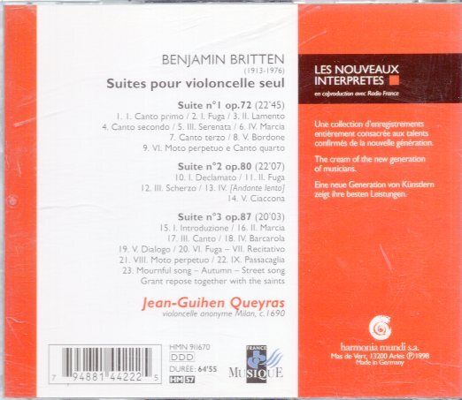  желтохвост тонн :SUITES POUR VIOLONCELLE /JEAN-GUIHEN QUEYRAS